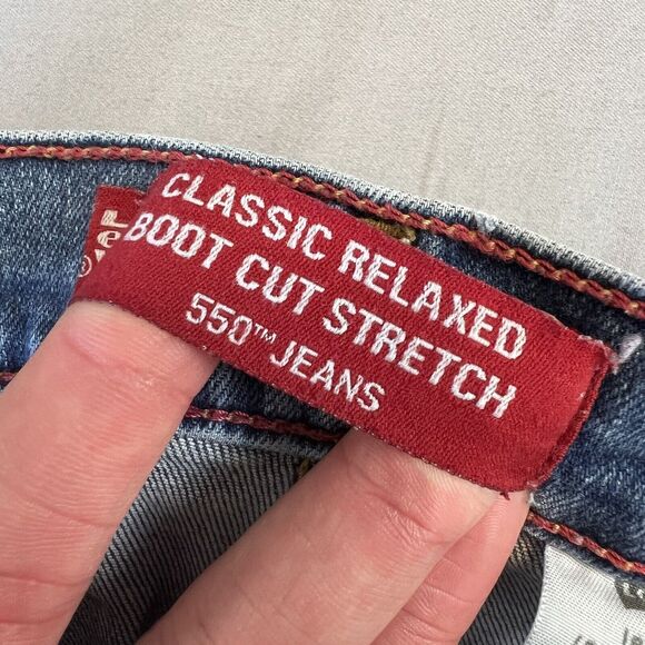 Vintage Y2K Levi's 550 Relaxed Boot Wide Leg Jeans Womens Size 12 Stretch 32x30 - Picture 4 of 10